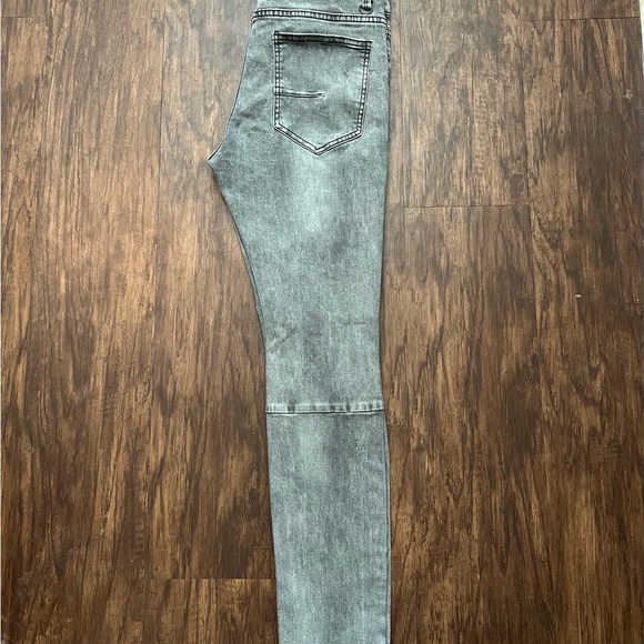 Destroyed Gray Denim Black Threading Orange & White Accent Design - Picture 2 of 5